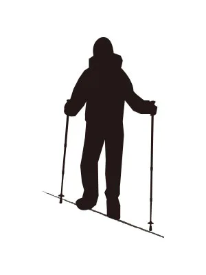 登山杖使用方式，下坡路段行走時