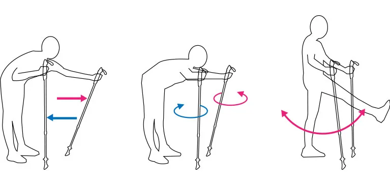 使用健走杖暖身運動